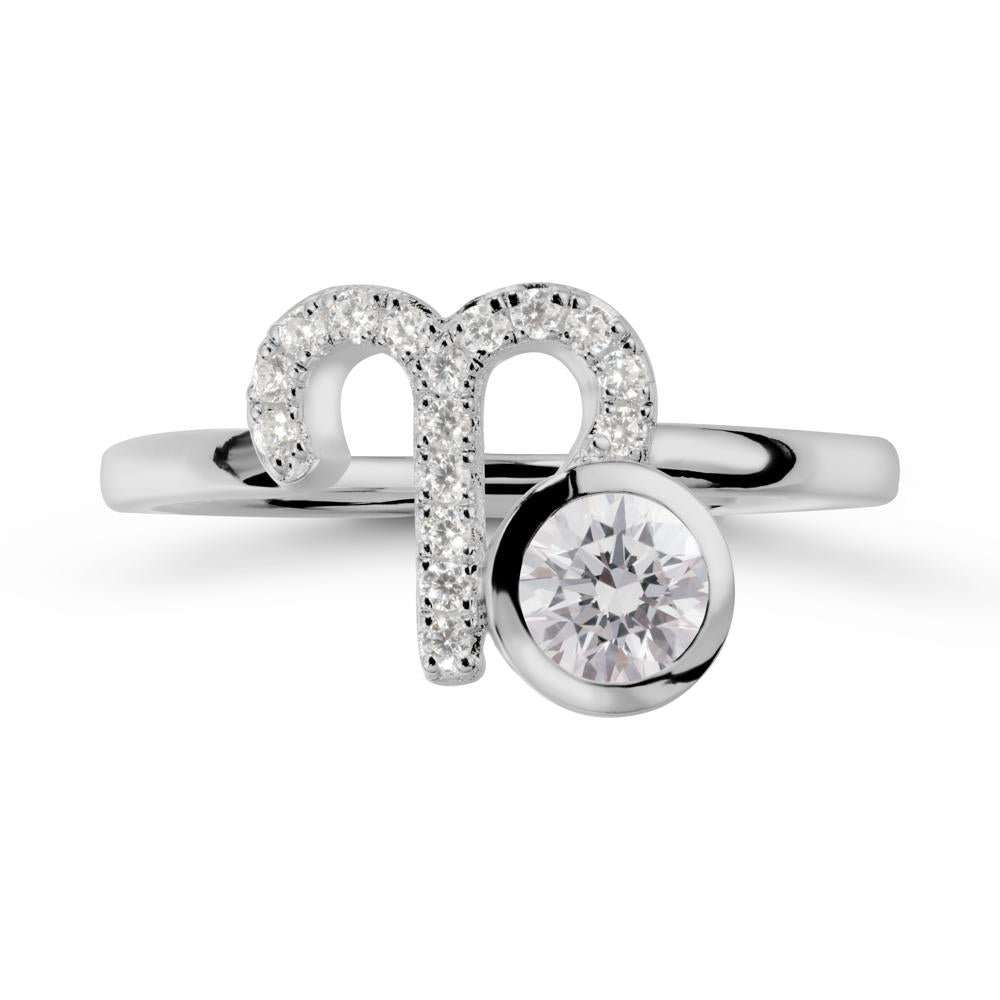 Round Diamond Aries Zodiac Ring-Bold & Ambitious - LUO Jewelry #metal_platinum