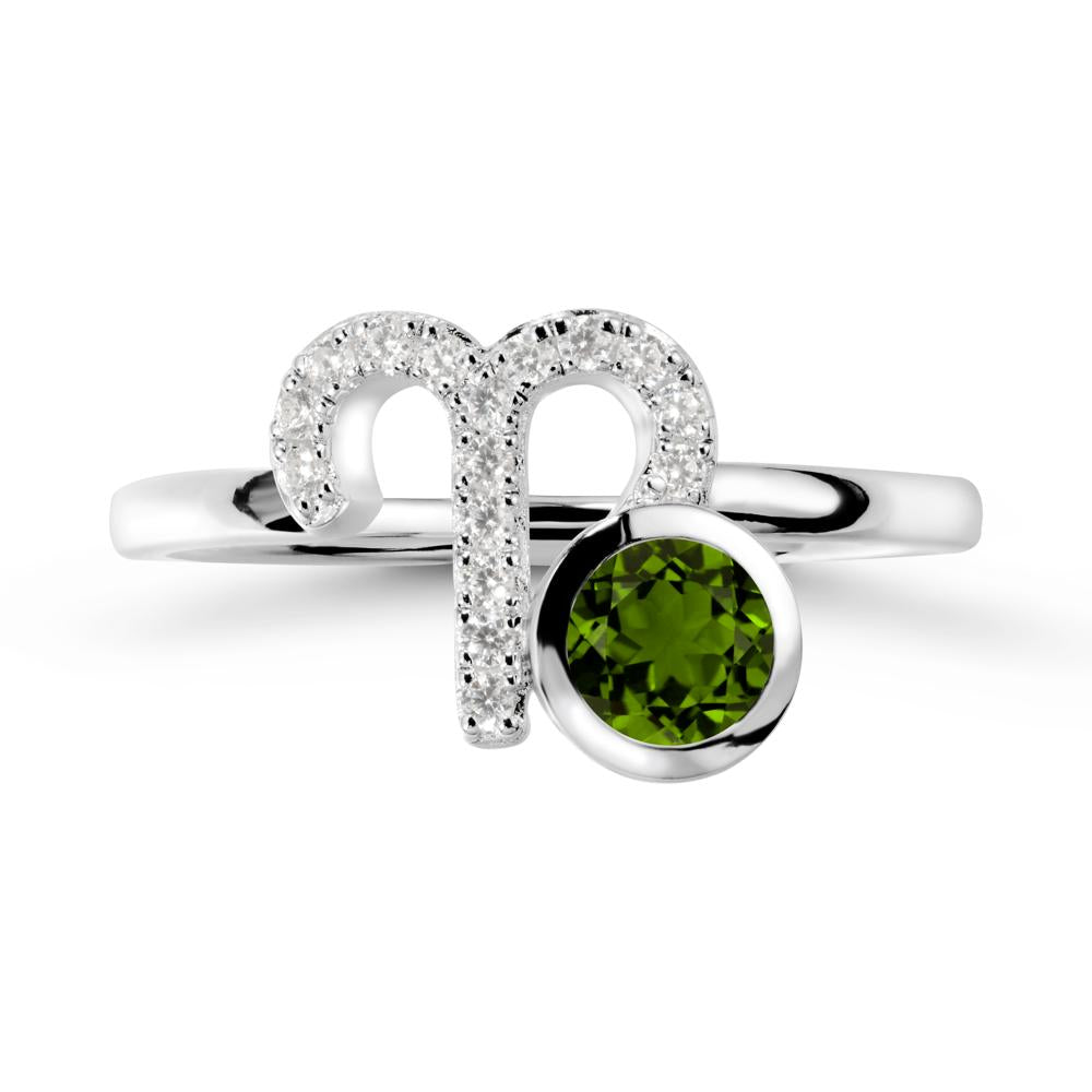Unique Round Diopside Ring In Sterlling Silver - LUO Jewelry #metal_14k white gold