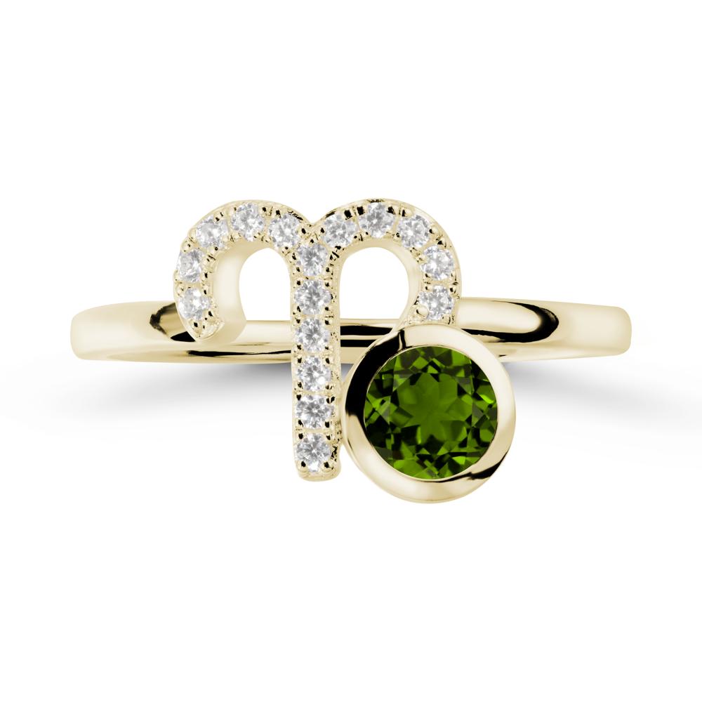 Unique Round Diopside Ring In Sterlling Silver - LUO Jewelry #metal_14k yellow gold