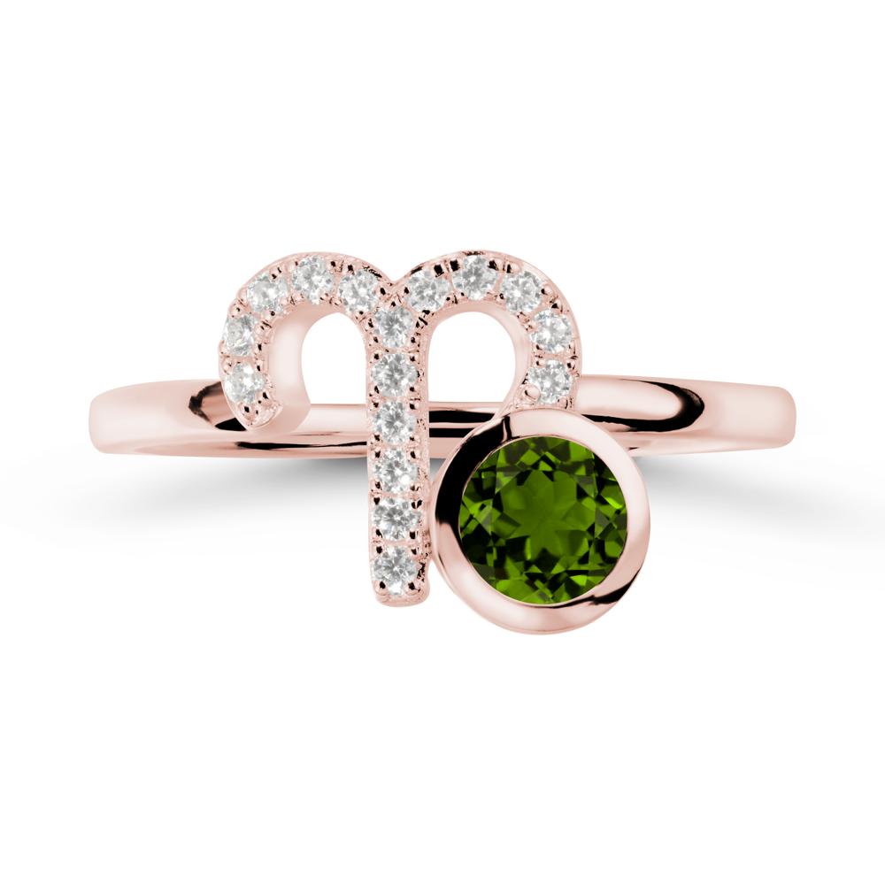 Unique Round Diopside Ring In Sterlling Silver - LUO Jewelry #metal_18k rose gold