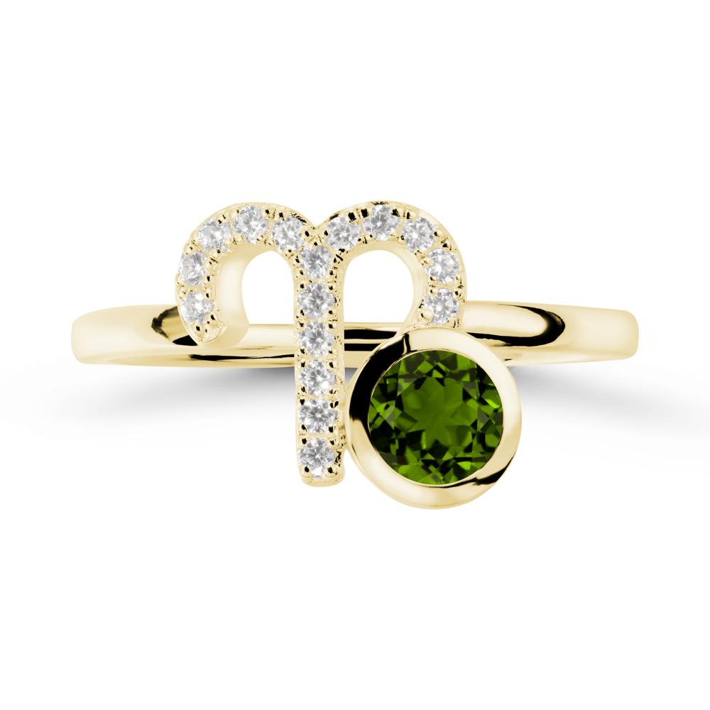 Unique Round Diopside Ring In Sterlling Silver - LUO Jewelry #metal_18k yellow gold
