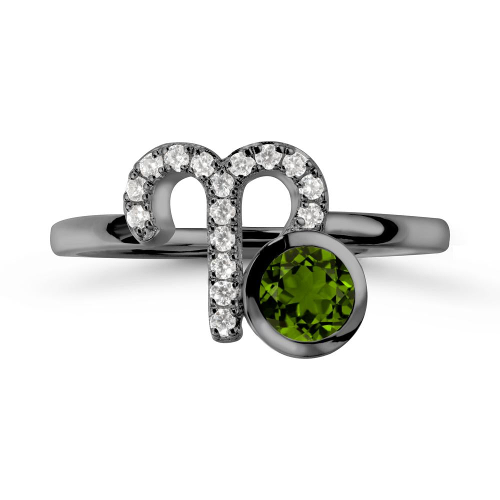 Unique Round Diopside Ring In Sterlling Silver - LUO Jewelry #metal_black finish sterling silver