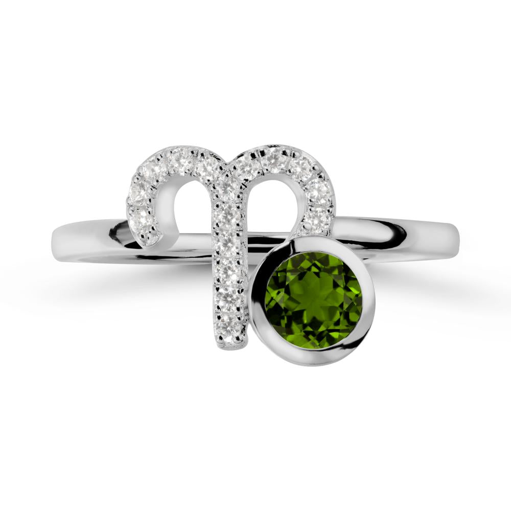 Unique Round Diopside Ring In Sterlling Silver - LUO Jewelry #metal_platinum