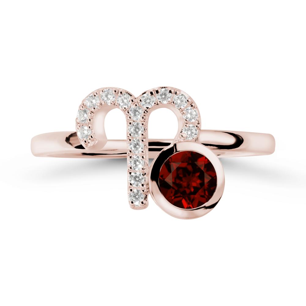 Unique Round Garnet Ring In Sterlling Silver - LUO Jewelry #metal_14k rose gold