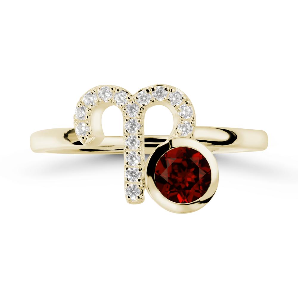 Unique Round Garnet Ring In Sterlling Silver - LUO Jewelry #metal_14k yellow gold
