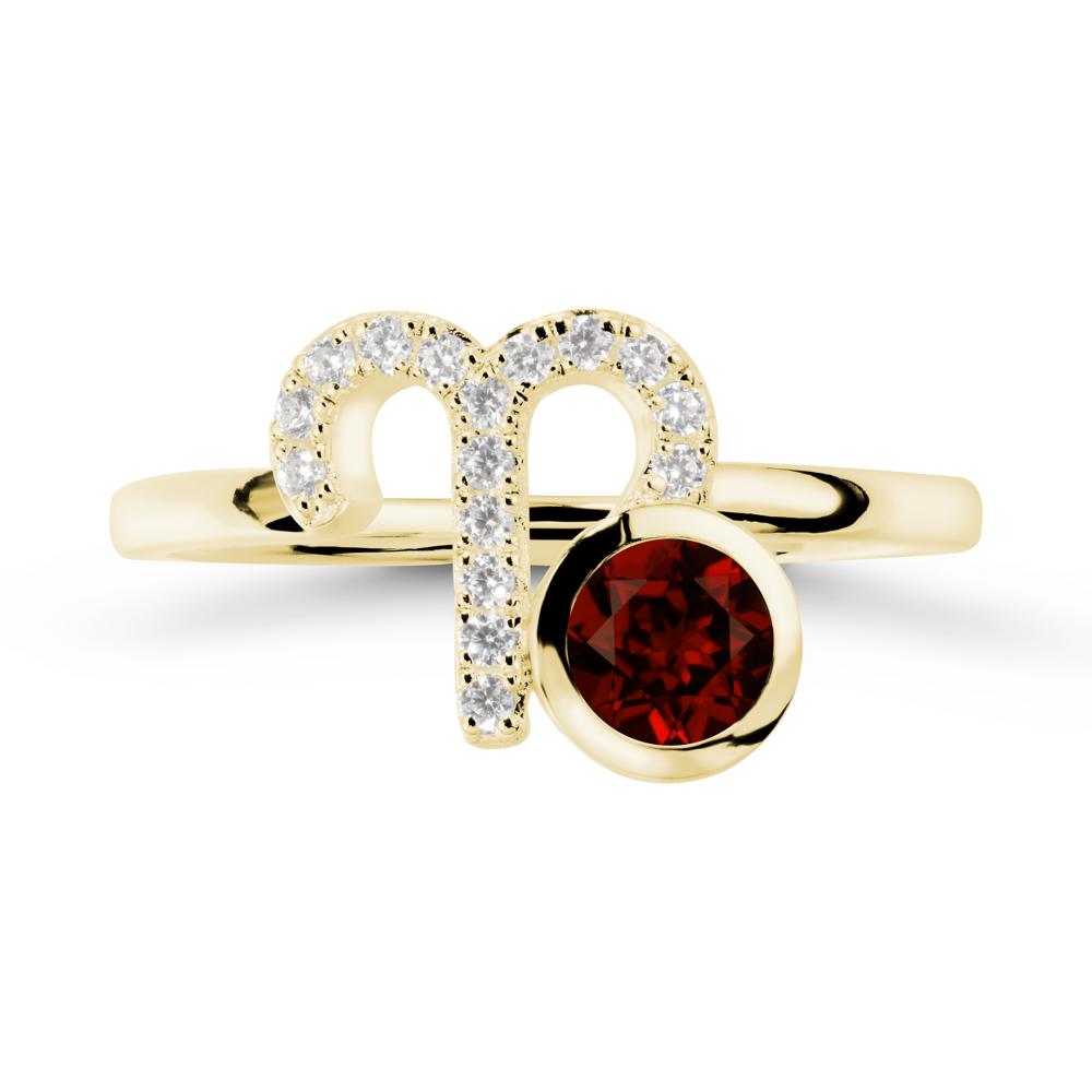 Unique Round Garnet Ring In Sterlling Silver - LUO Jewelry #metal_18k yellow gold