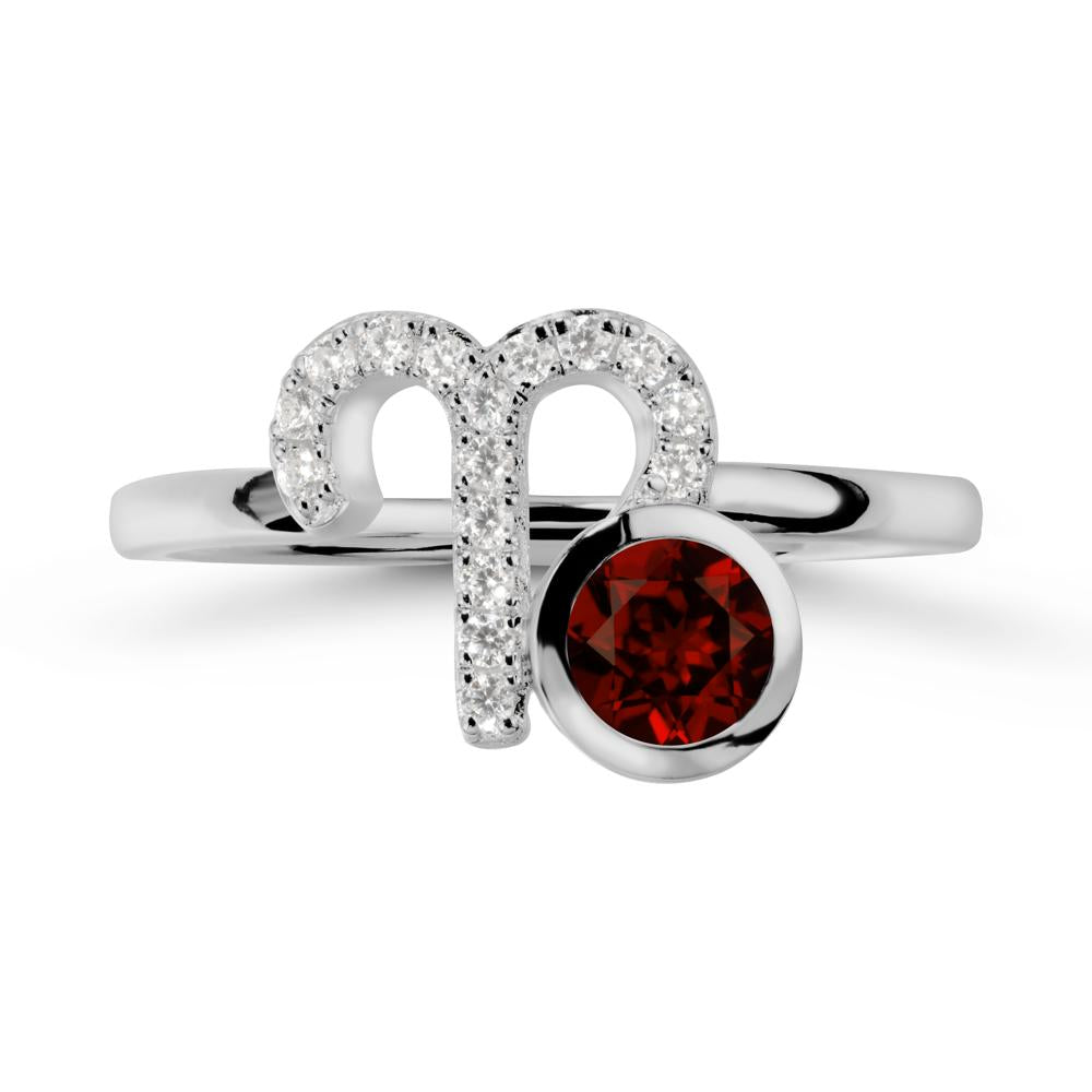 Unique Round Garnet Ring In Sterlling Silver - LUO Jewelry #metal_platinum