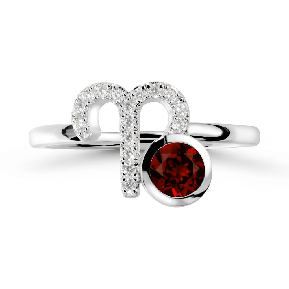 Unique Round Garnet Ring In Sterlling Silver - LUO Jewelry #metal_sterling silver