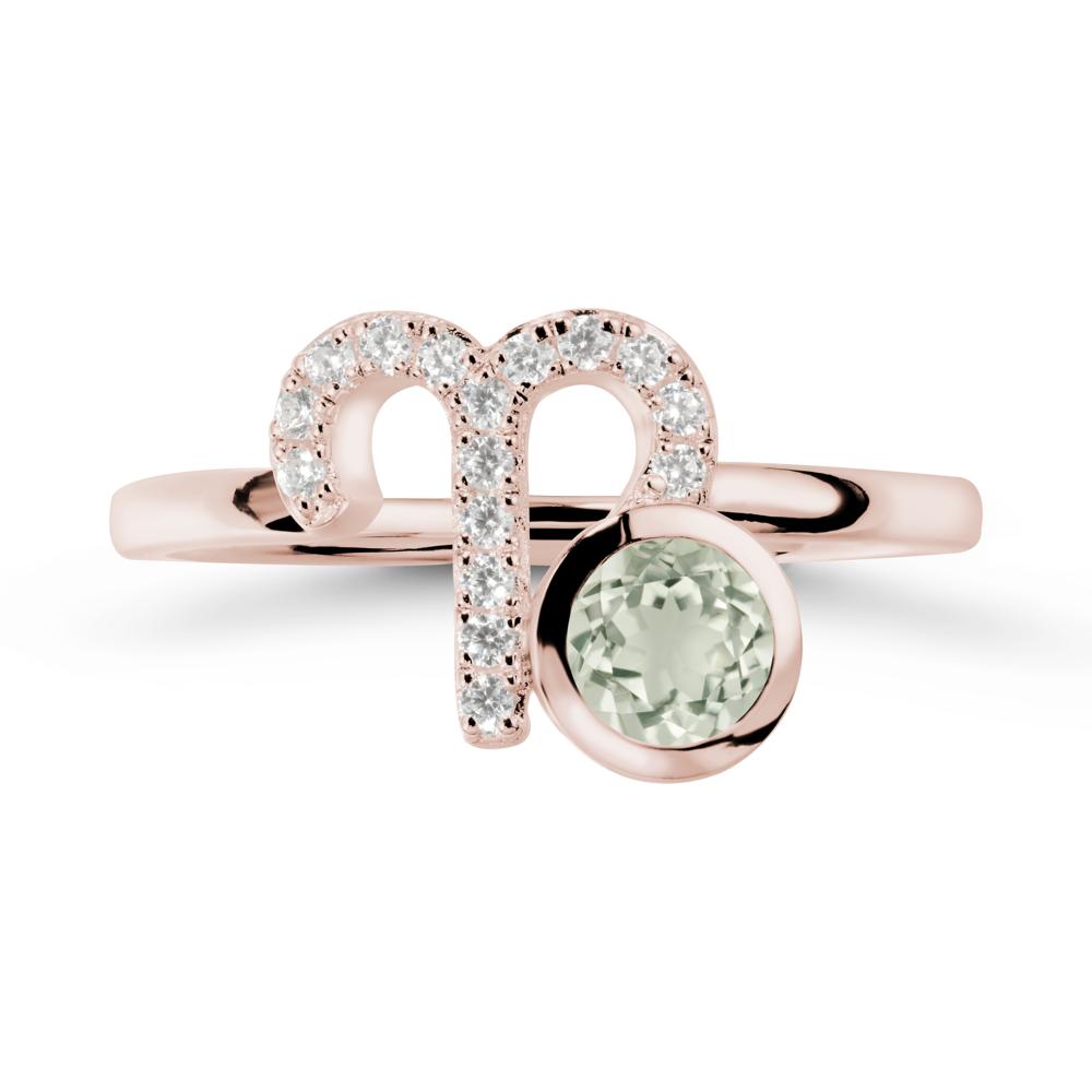 Round Green Amethyst Aries Zodiac Ring-Bold & Ambitious - LUO Jewelry #metal_14k rose gold