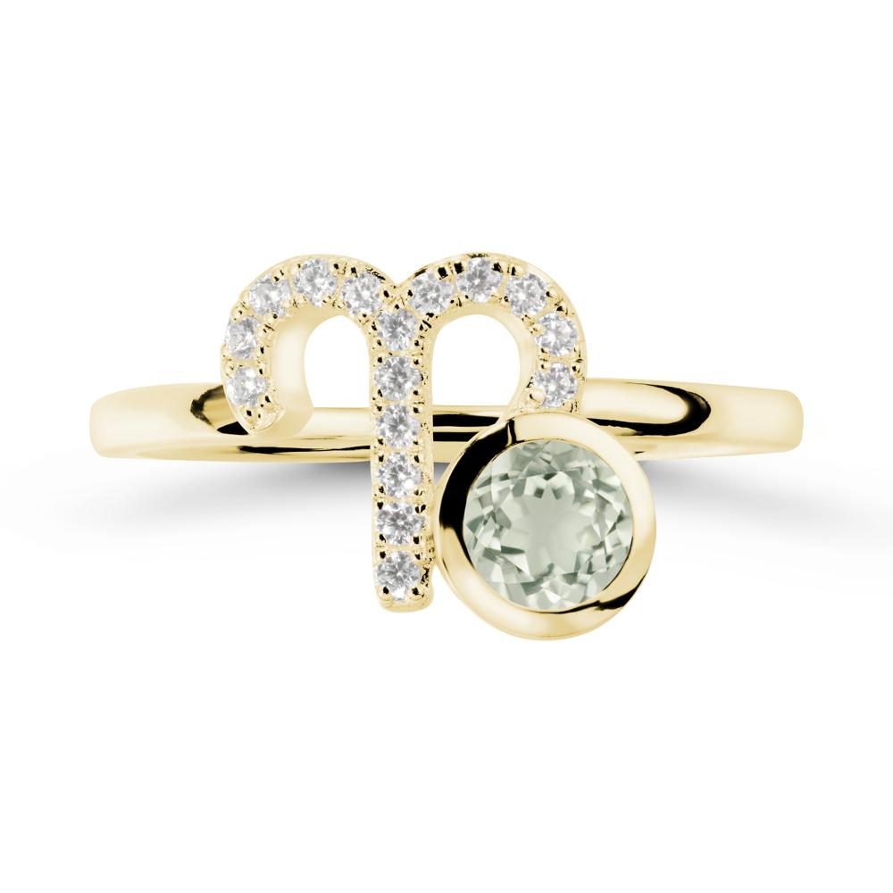 Round Green Amethyst Aries Zodiac Ring-Bold & Ambitious - LUO Jewelry #metal_18k yellow gold
