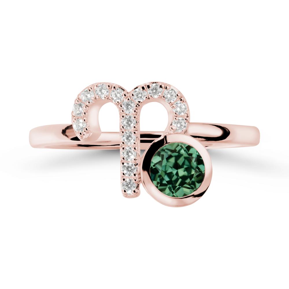 Unique Round Green Sapphire Ring In Sterlling Silver - LUO Jewelry #metal_18k rose gold