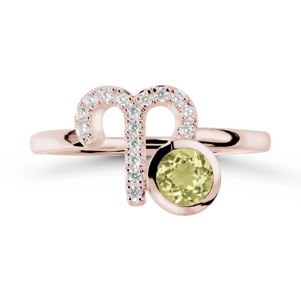 Round Lemon Quartz Aries Zodiac Ring-Bold & Ambitious - LUO Jewelry #metal_14k rose gold