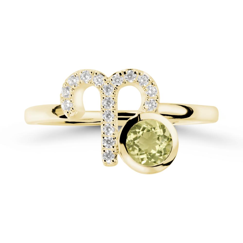 Round Lemon Quartz Aries Zodiac Ring-Bold & Ambitious - LUO Jewelry #metal_18k yellow gold