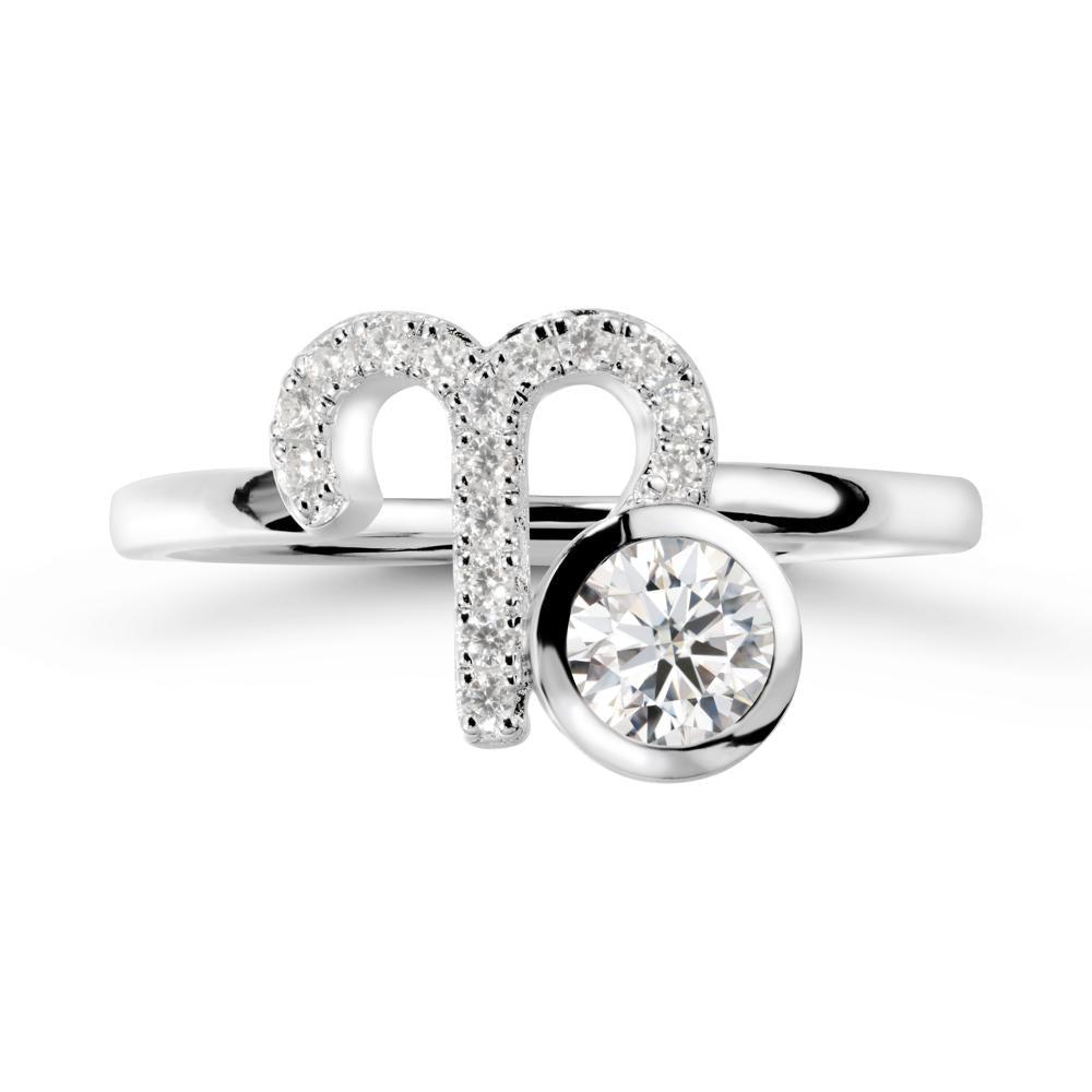 Round Moissanite Aries Zodiac Ring-Bold & Ambitious - LUO Jewelry #metal_sterling silver