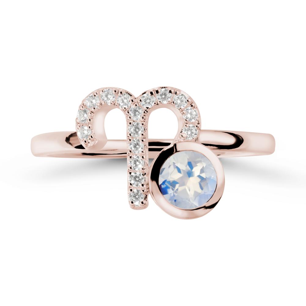 Unique Round Moonstone Ring In Sterlling Silver - LUO Jewelry #metal_14k rose gold
