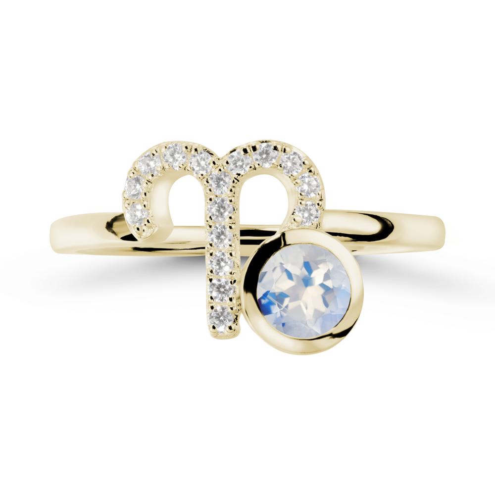 Unique Round Moonstone Ring In Sterlling Silver - LUO Jewelry #metal_14k yellow gold