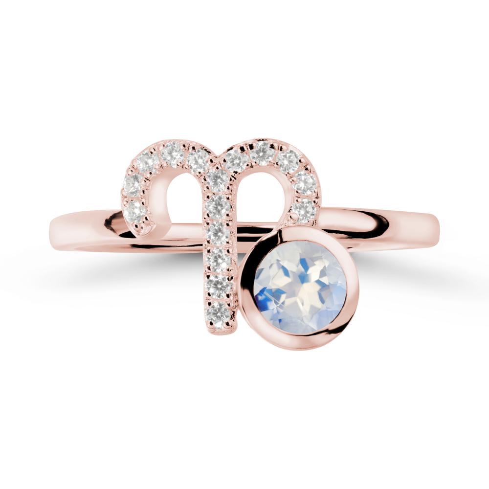 Unique Round Moonstone Ring In Sterlling Silver - LUO Jewelry #metal_18k rose gold