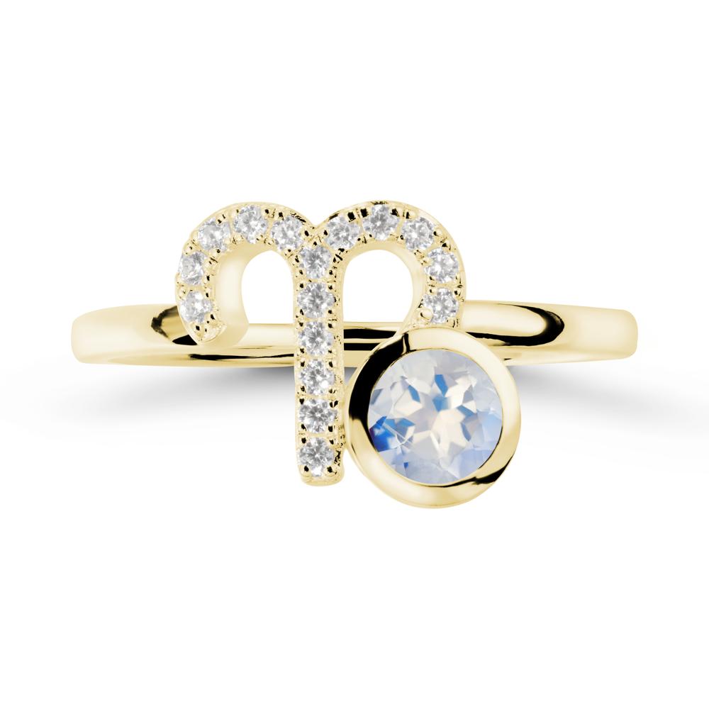 Unique Round Moonstone Ring In Sterlling Silver - LUO Jewelry #metal_18k yellow gold