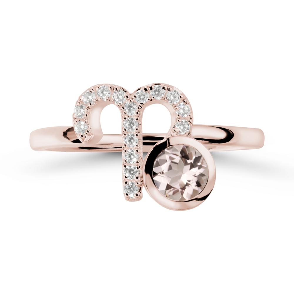 Round Morganite Aries Zodiac Ring-Bold & Ambitious - LUO Jewelry #metal_14k rose gold