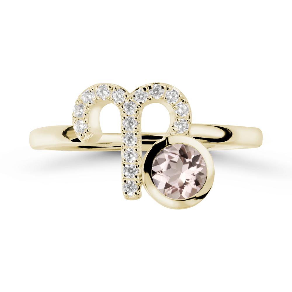 Round Morganite Aries Zodiac Ring-Bold & Ambitious - LUO Jewelry #metal_14k yellow gold