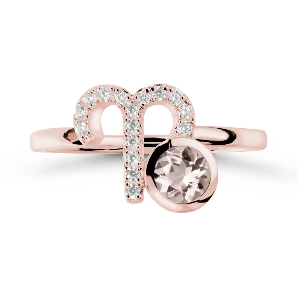Round Morganite Aries Zodiac Ring-Bold & Ambitious - LUO Jewelry #metal_18k rose gold