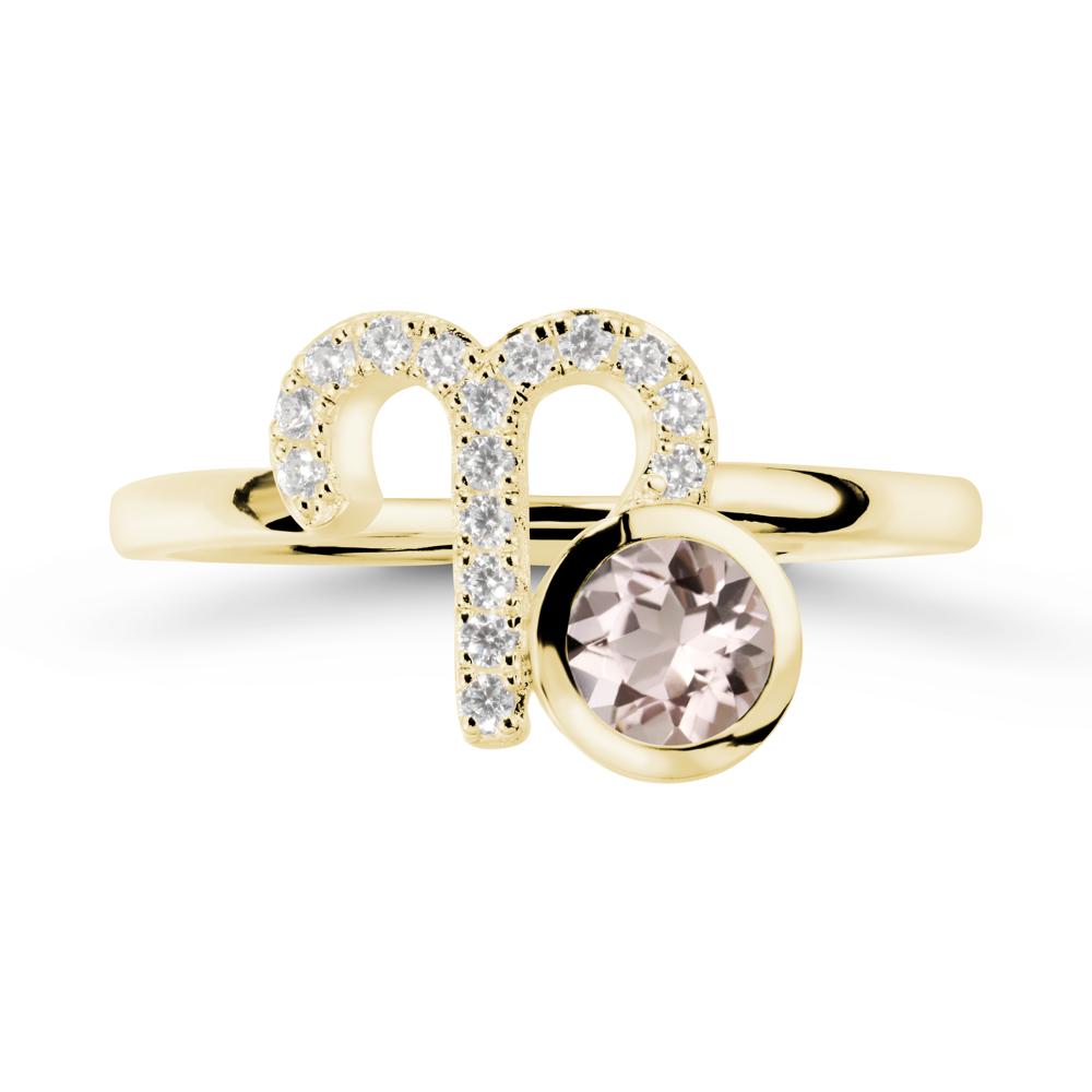 Round Morganite Aries Zodiac Ring-Bold & Ambitious - LUO Jewelry #metal_18k yellow gold