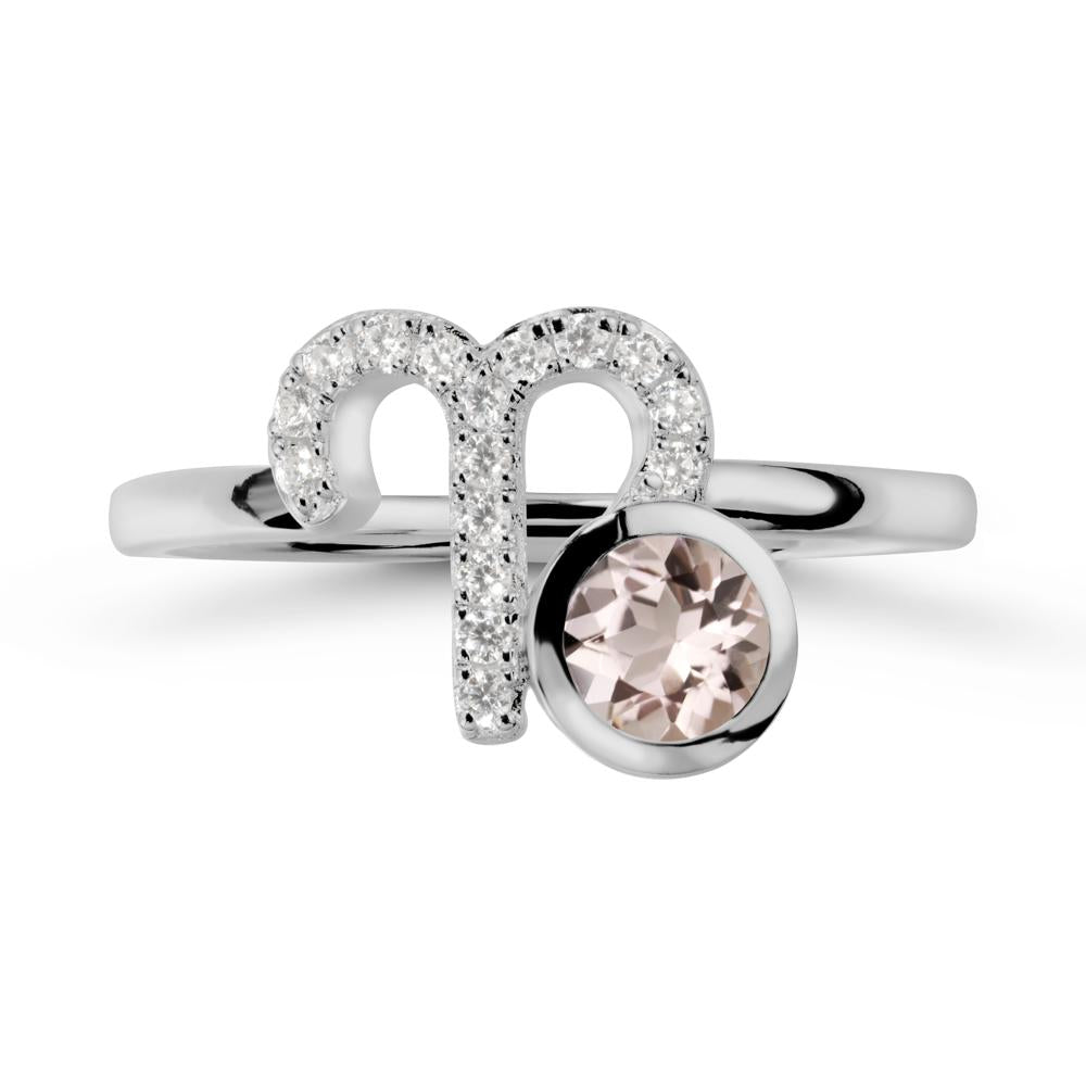 Round Morganite Aries Zodiac Ring-Bold & Ambitious - LUO Jewelry #metal_platinum