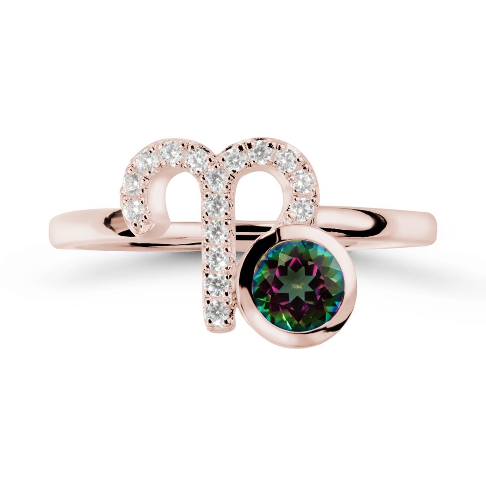 Unique Round Mystic Topaz Ring In Sterlling Silver - LUO Jewelry #metal_14k rose gold