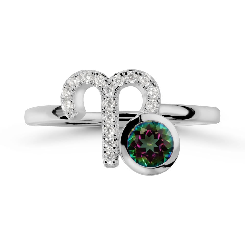 Unique Round Mystic Topaz Ring In Sterlling Silver - LUO Jewelry #metal_platinum