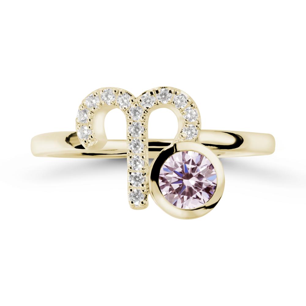 Round Pink Cubic Zirconia Aries Zodiac Ring-Bold & Ambitious - LUO Jewelry #metal_14k yellow gold