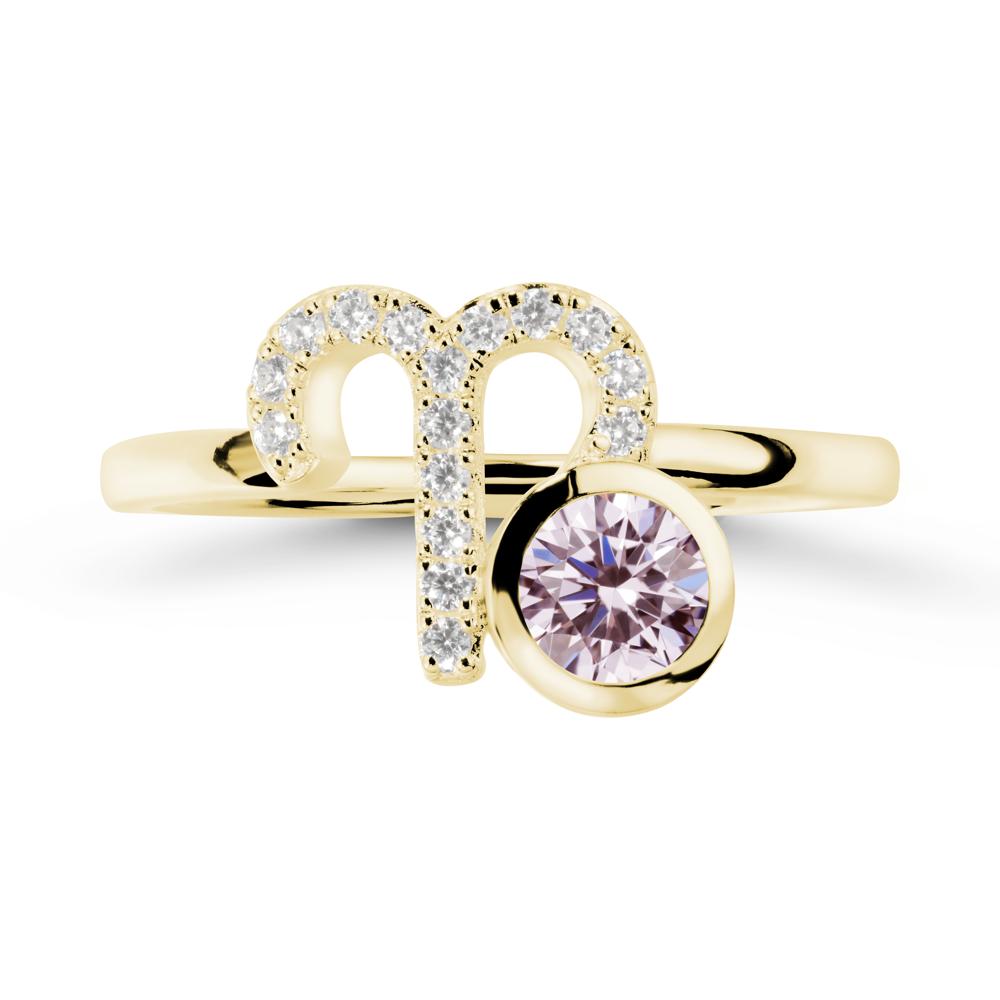 Round Pink Cubic Zirconia Aries Zodiac Ring-Bold & Ambitious - LUO Jewelry #metal_18k yellow gold