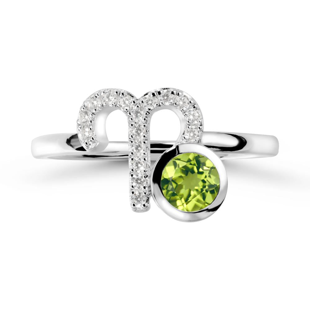 Unique Round Peridot Ring In Sterlling Silver - LUO Jewelry #metal_14k white gold