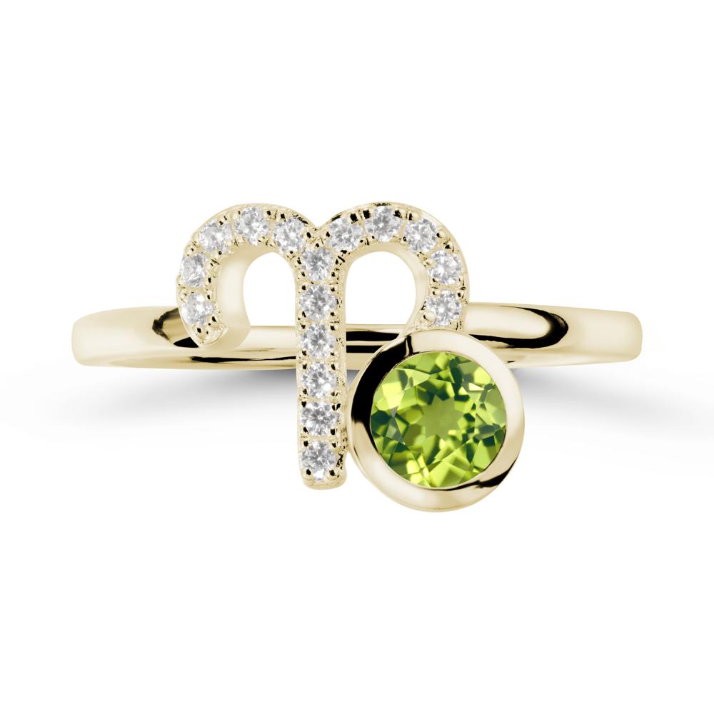 Unique Round Peridot Ring In Sterlling Silver - LUO Jewelry #metal_14k yellow gold