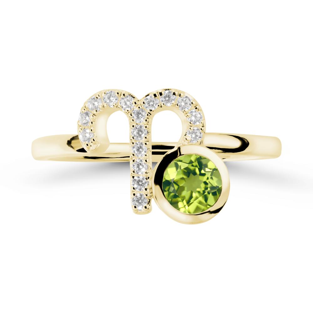 Unique Round Peridot Ring In Sterlling Silver - LUO Jewelry #metal_18k yellow gold