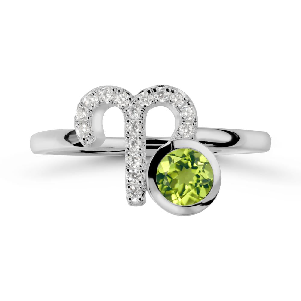 Unique Round Peridot Ring In Sterlling Silver - LUO Jewelry #metal_platinum