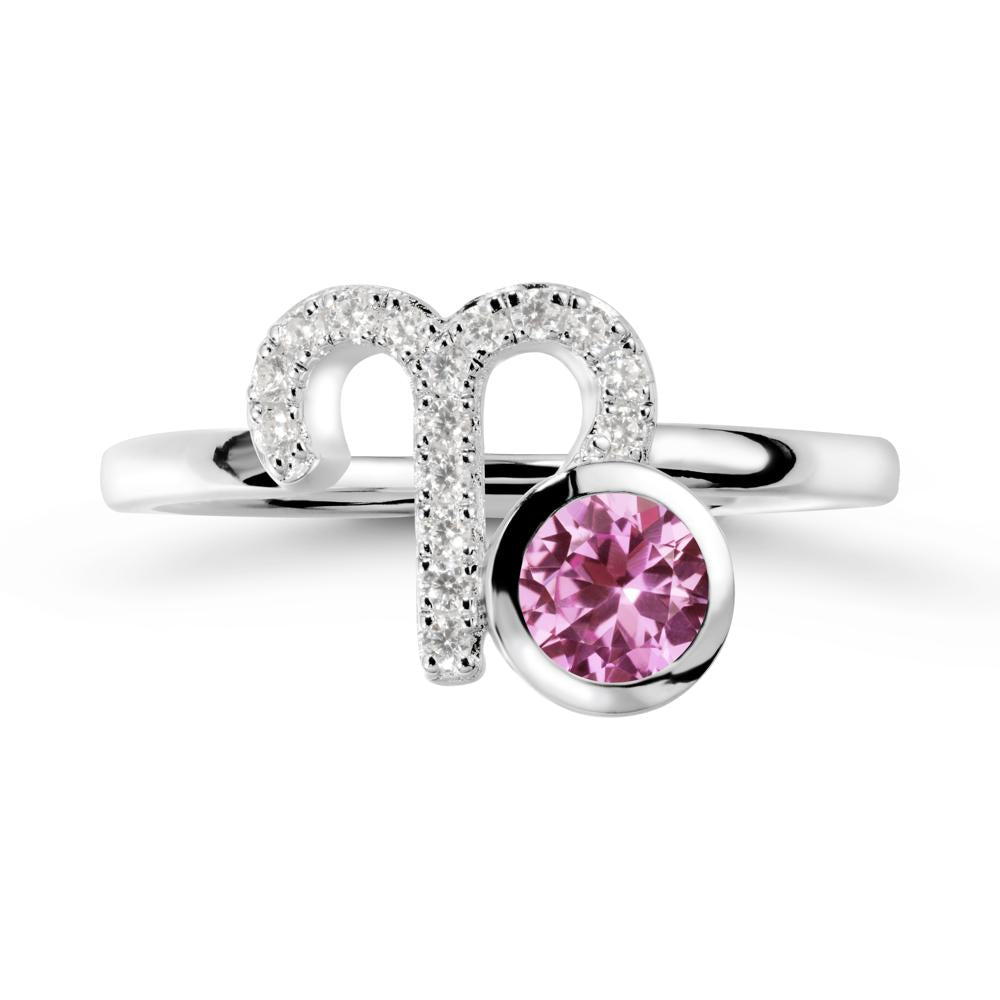 Unique Round Pink Sapphire Ring In Sterlling Silver - LUO Jewelry #metal_sterling silver