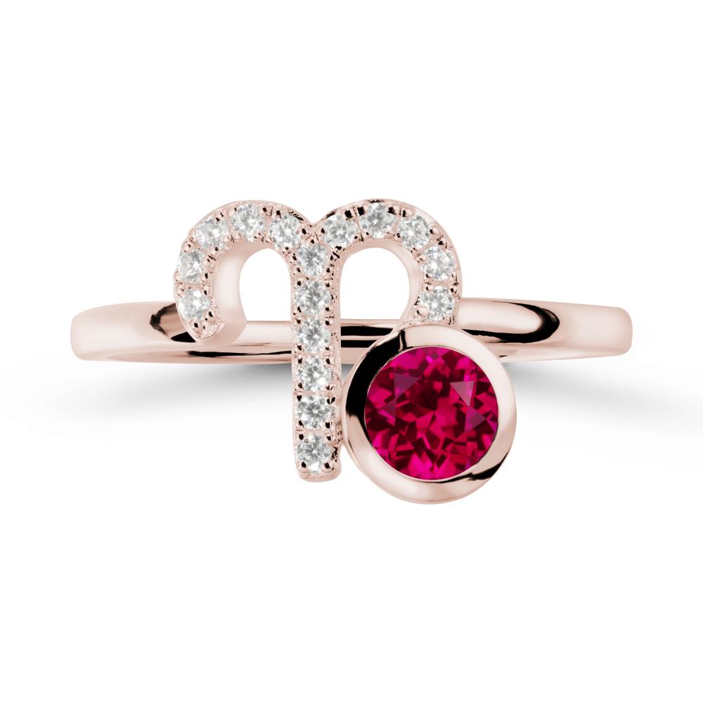 Unique Round Ruby Ring In Sterlling Silver - LUO Jewelry #metal_14k rose gold