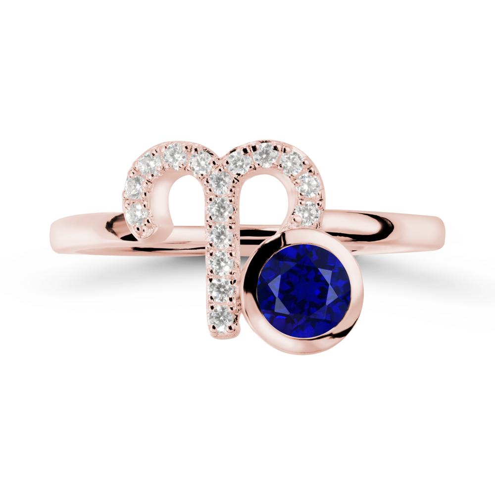 Round Sapphire Aries Zodiac Ring-Bold & Ambitious - LUO Jewelry #metal_18k rose gold