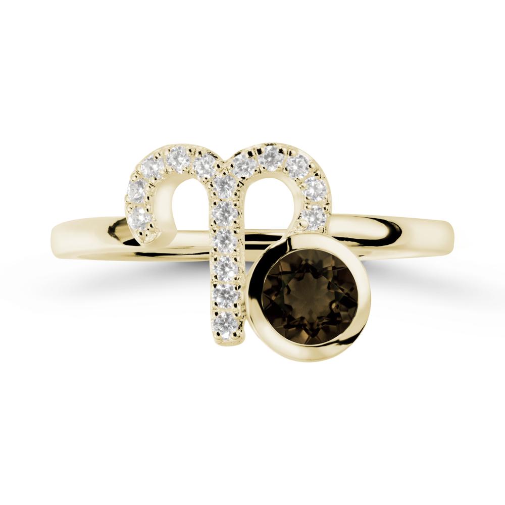 Unique Round Smoky Quartz Ring In Sterlling Silver - LUO Jewelry #metal_14k yellow gold