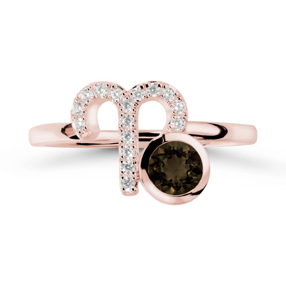 Unique Round Smoky Quartz Ring In Sterlling Silver - LUO Jewelry #metal_18k rose gold