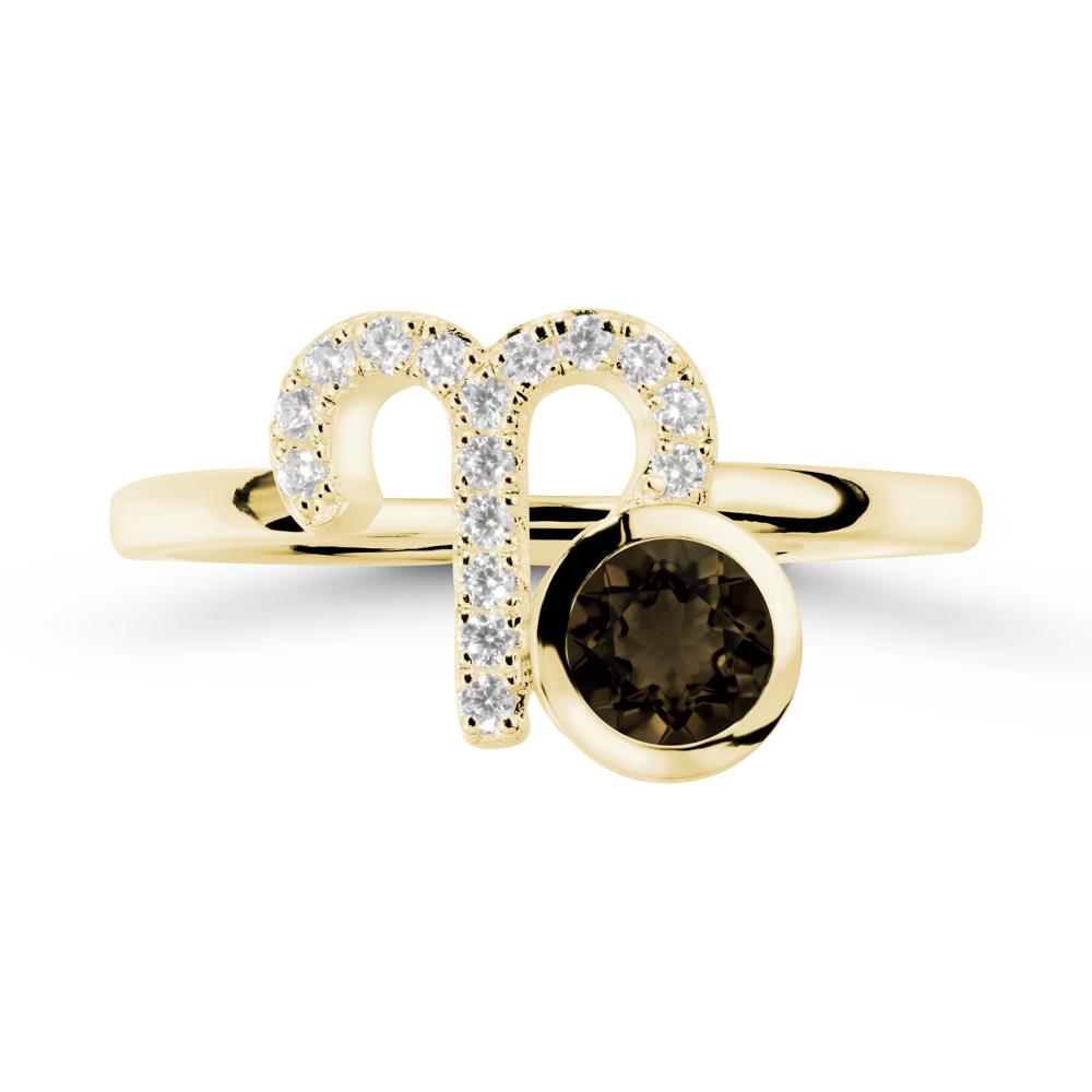 Unique Round Smoky Quartz Ring In Sterlling Silver - LUO Jewelry #metal_18k yellow gold