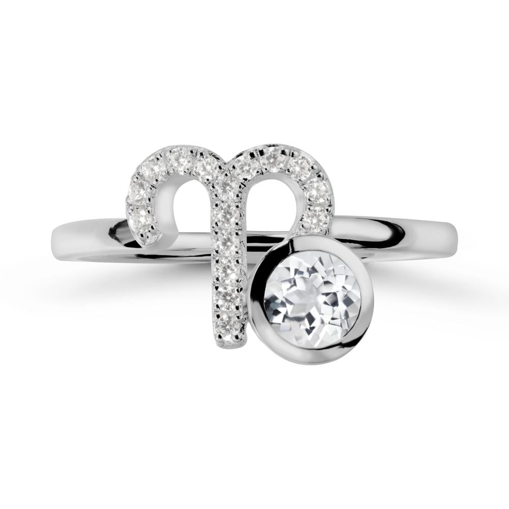 Round White Topaz Aries Zodiac Ring-Bold & Ambitious - LUO Jewelry #metal_platinum