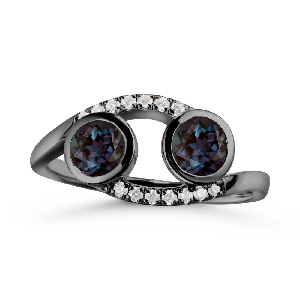 Cancer Zodiac Bypass Alexandrite Ring -Protective & Elegant - LUO Jewelry #metal_black finish sterling silver