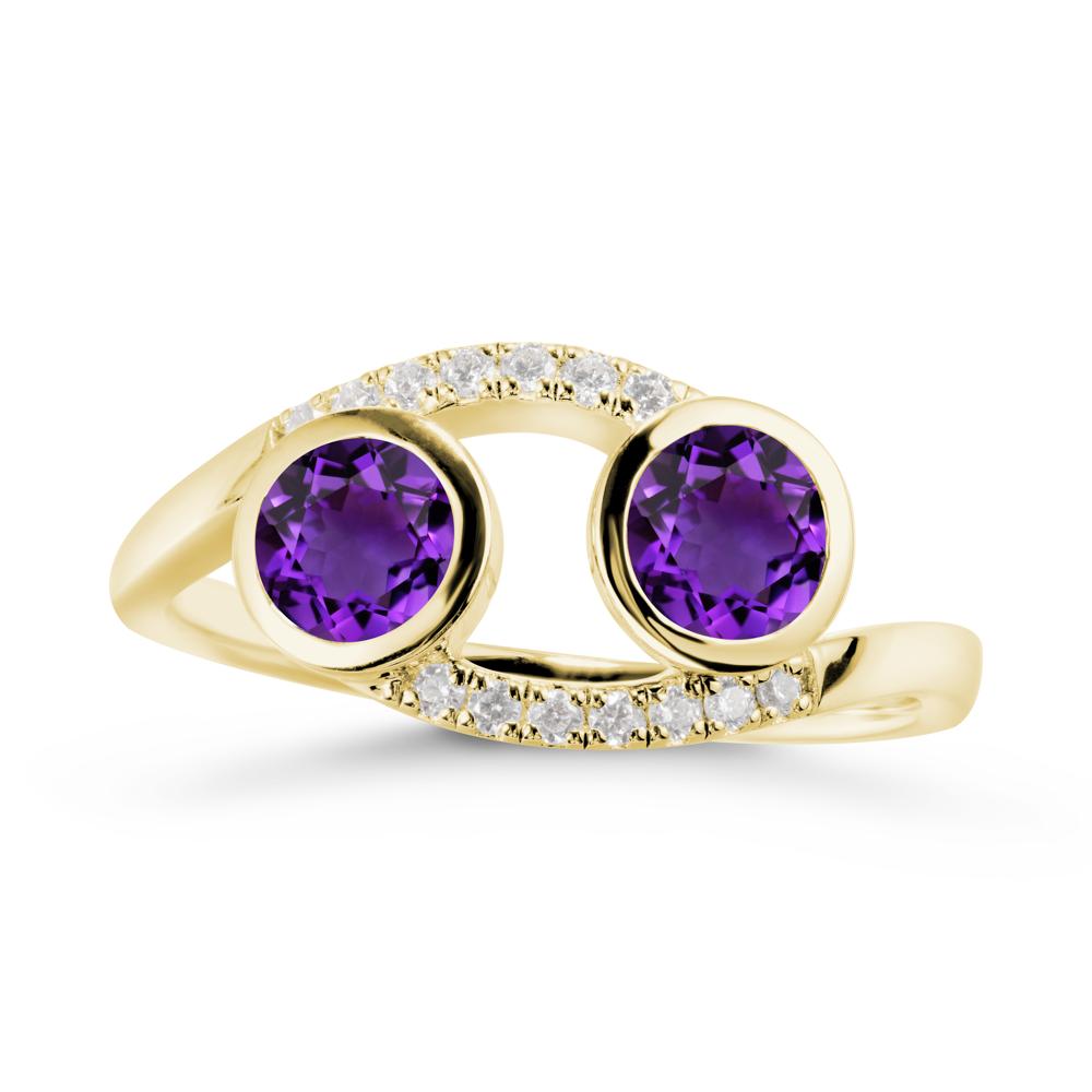 Round Amethyst Two Stone Ring - LUO Jewelry #metal_18k yellow gold