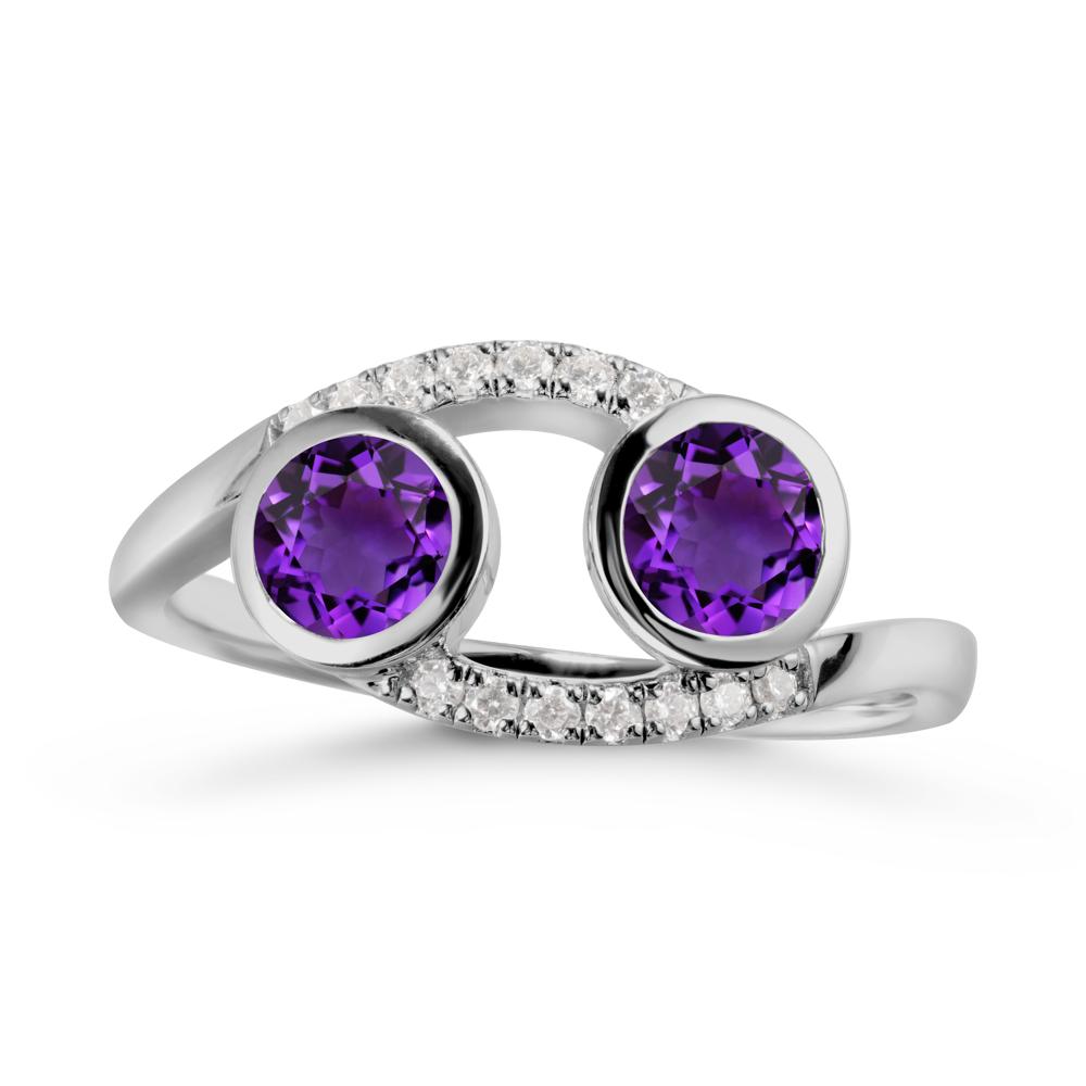 Round Amethyst Two Stone Ring - LUO Jewelry #metal_platinum