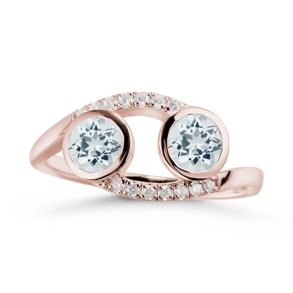 Cancer Zodiac Toi Et Moi Aquamarine Ring - LUO Jewelry #metal_14k rose gold