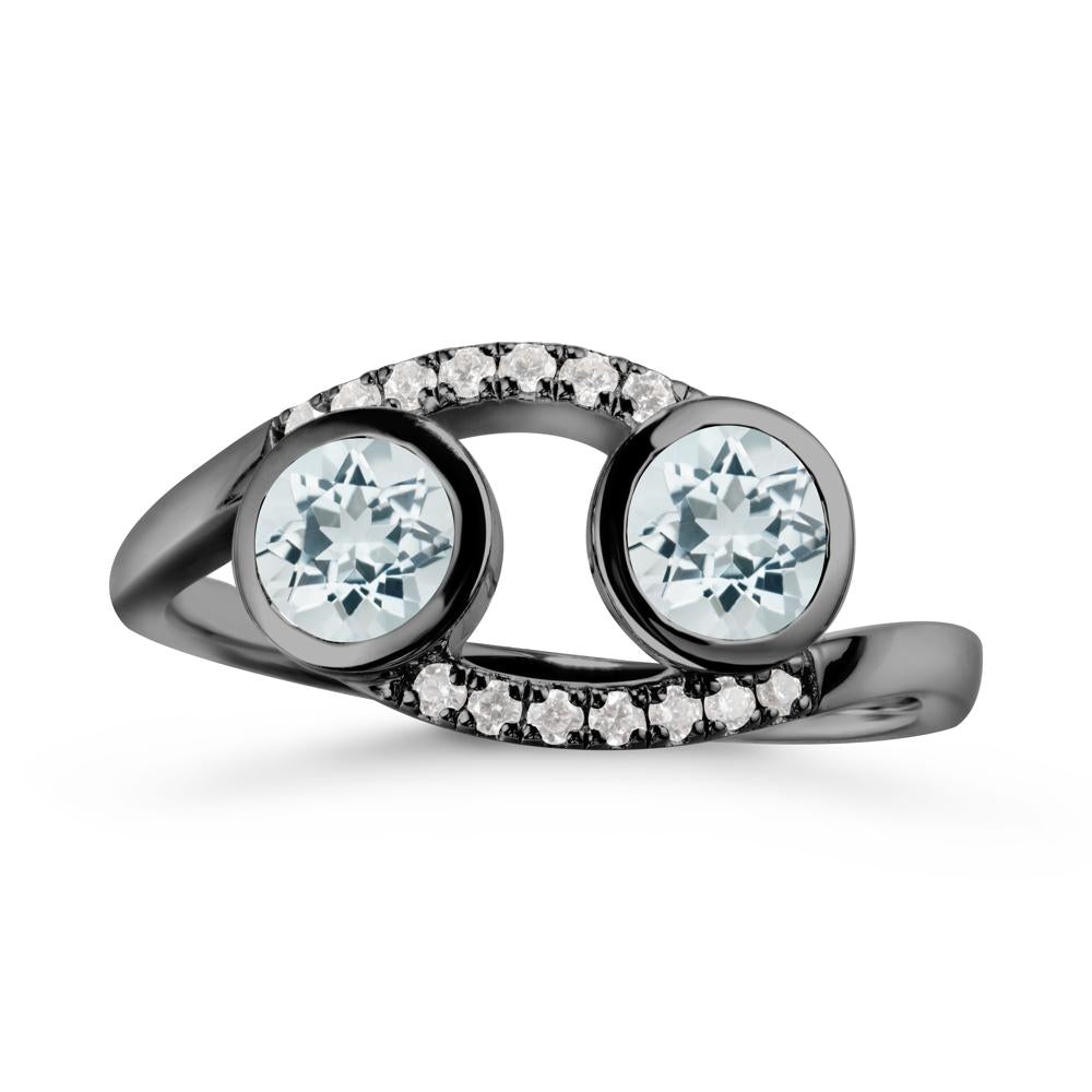 Cancer Zodiac Toi Et Moi Aquamarine Ring - LUO Jewelry #metal_black finish sterling silver