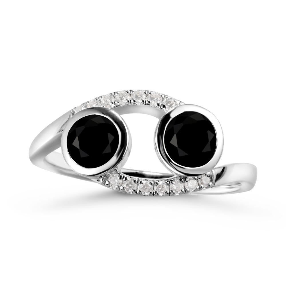Cancer Zodiac Bypass Black Spinel Ring -Protective & Elegant - LUO Jewelry #metal_sterling silver