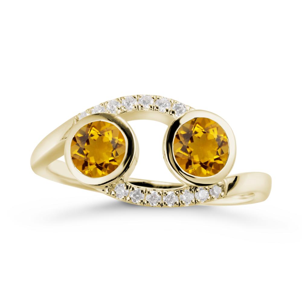 Round Citrine Two Stone Ring - LUO Jewelry #metal_14k yellow gold