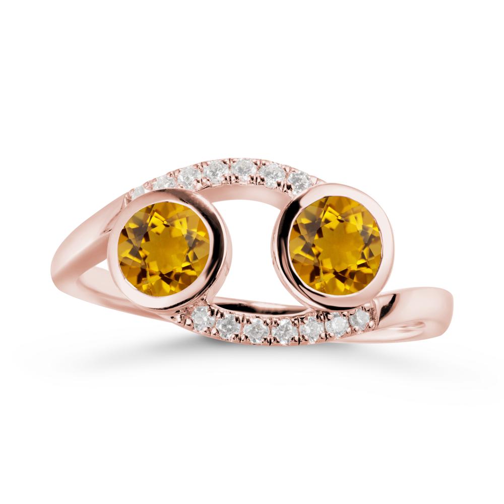 Round Citrine Two Stone Ring - LUO Jewelry #metal_18k rose gold